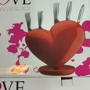 Set Kitchen Heart Knife Set Broken Heart Knife Block Set Red Heart Knife Holder.
